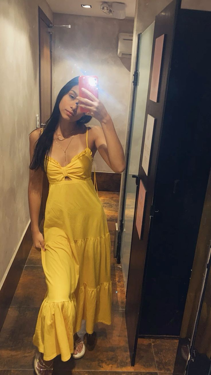 Cute Yellow Spaghetti Straps Prom Dress A-Line Party Evening Gown - FashionDia
