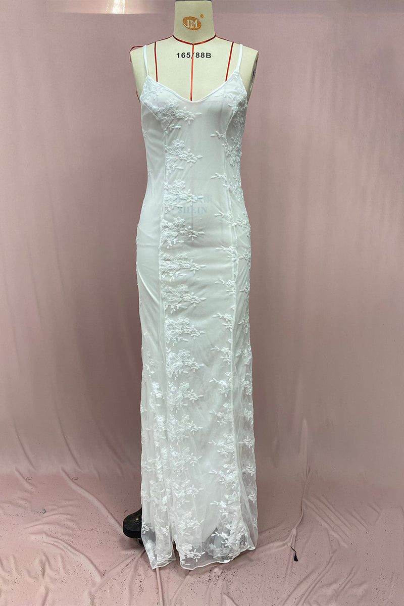 Sexy Solid Color Lace Backless Patchwork V Neck Evening Dresses(3 Colors) - View 5 | VelvetHem