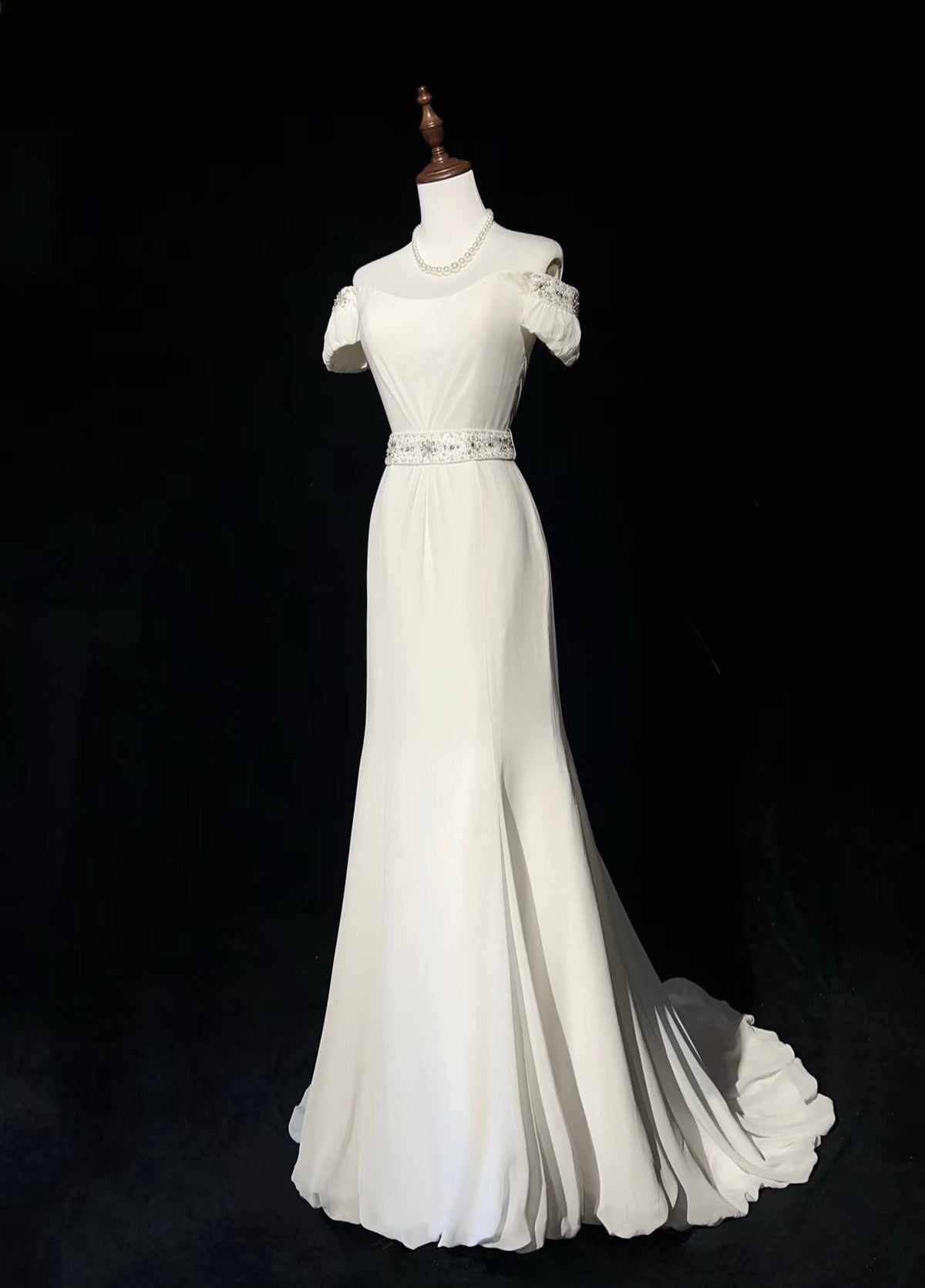 Off Shoulder Mermaid White Wedding Dress Bridal Dress J7978