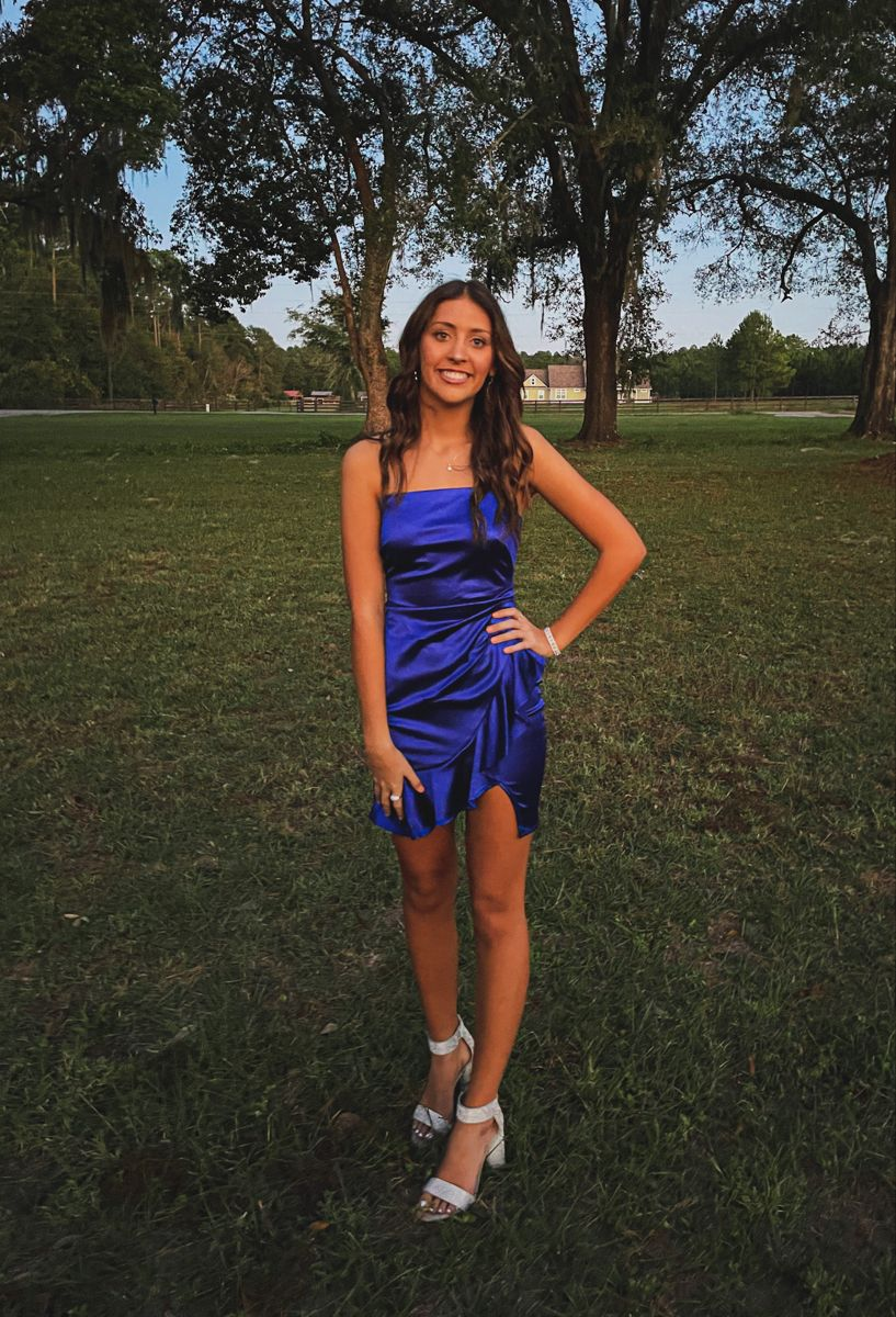 Royal Blue Ruffle Homecoming Dress Mini Evening Dress