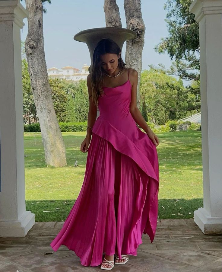 Sexy Hot Pink Ruffles Long Prom Dress Party Evening Dress - View 2 | FashionDia