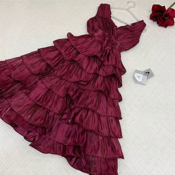 Hot Pink Tiered Ruffles Homecoming Dresses J7749