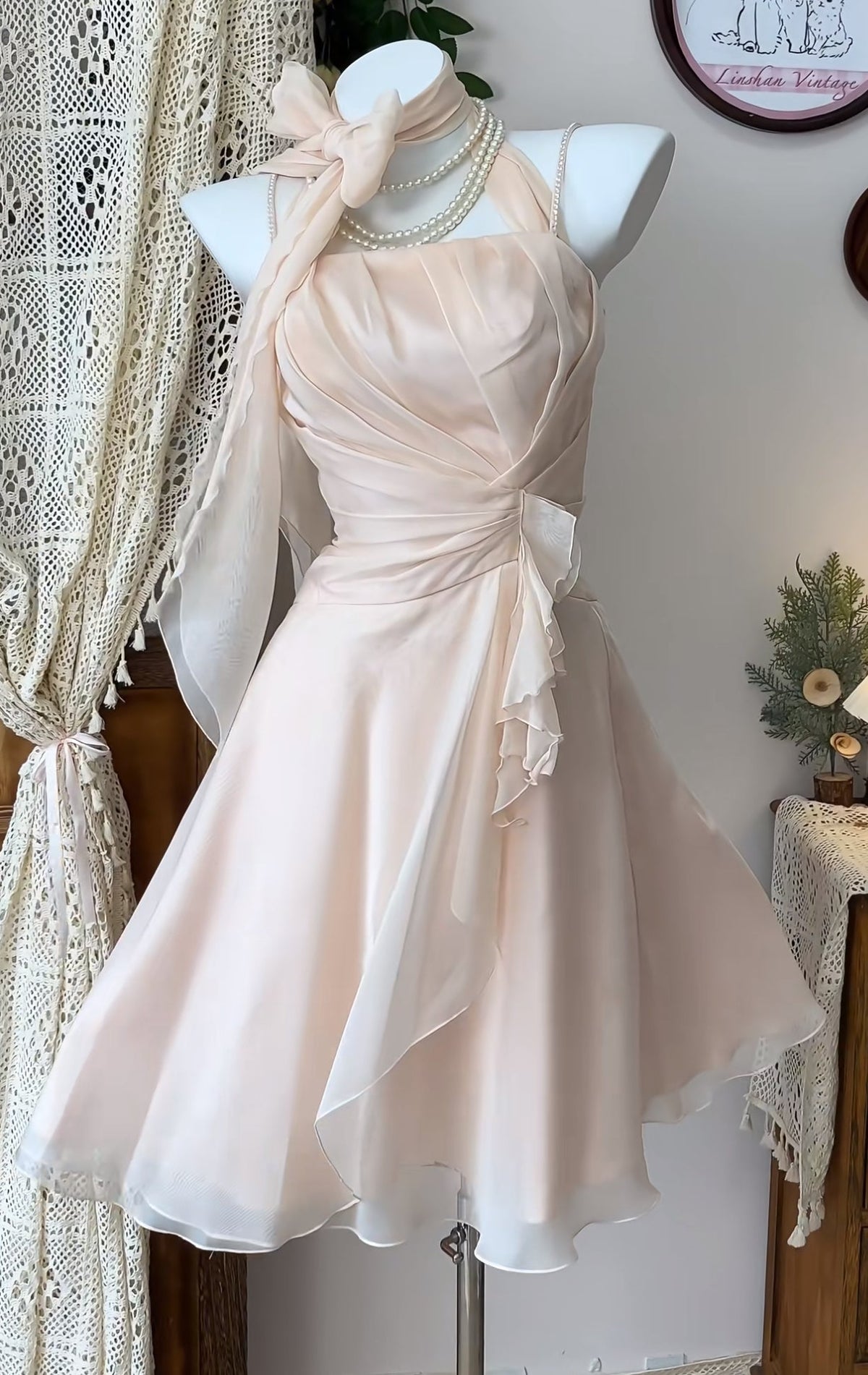 A Line Pink Short Prom Dress Chiffon Homecoming Dress J8411