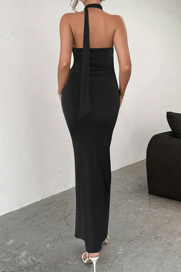 Backless Tie High Dress with Relaxed Fit and Modern Casual Wear