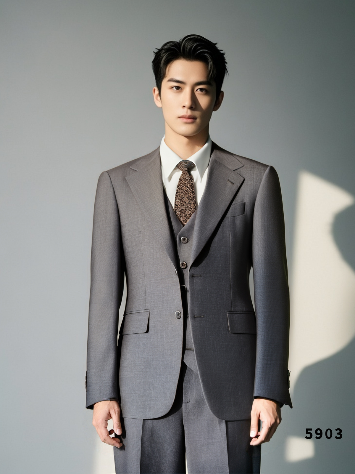 Taupe Wool 3 Piece Wedding Suit For Groom And Groomsmen Tailored Fit (ZD17111)