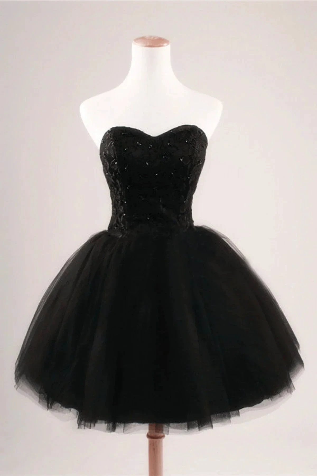 Black Strapless Ball Gown Tulle Homecoming Dresses by Ombreprom