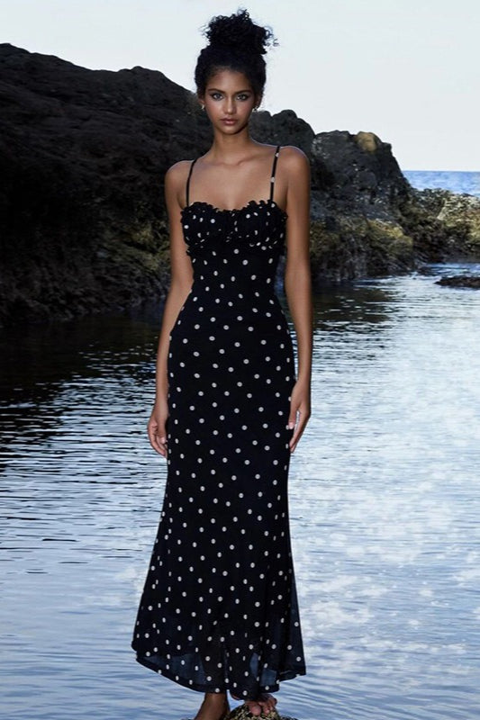 Elegant Polka Dot Slip Party Dress - VelvetHem