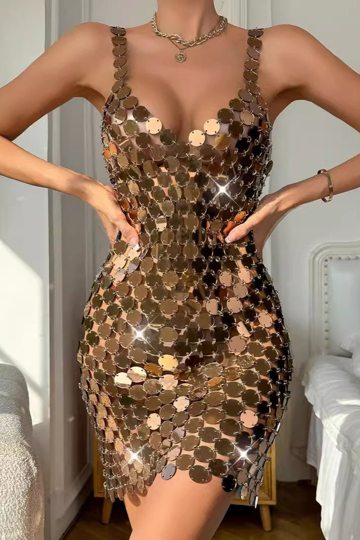 Punk Style Acrylic Sequin Dress - View 5 | VelvetHem