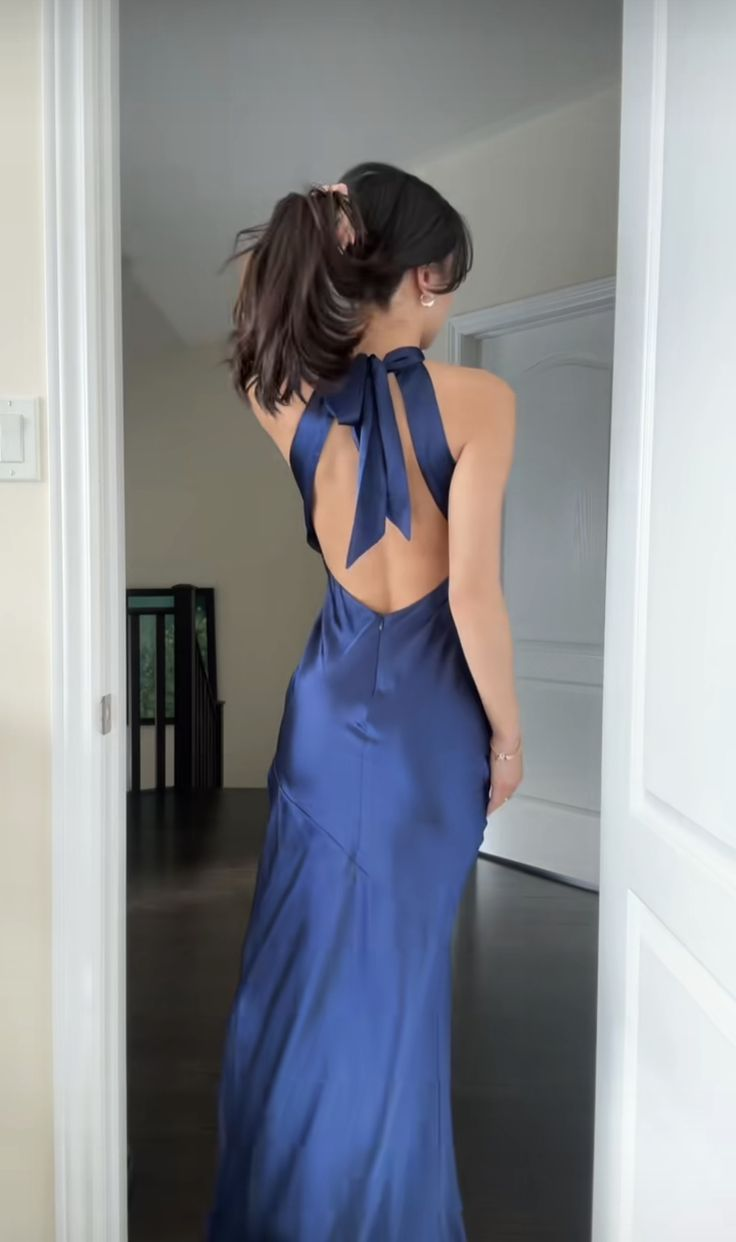 Navy Blue Sheath Satin Long Prom Dress Formal Evening Dress J8232