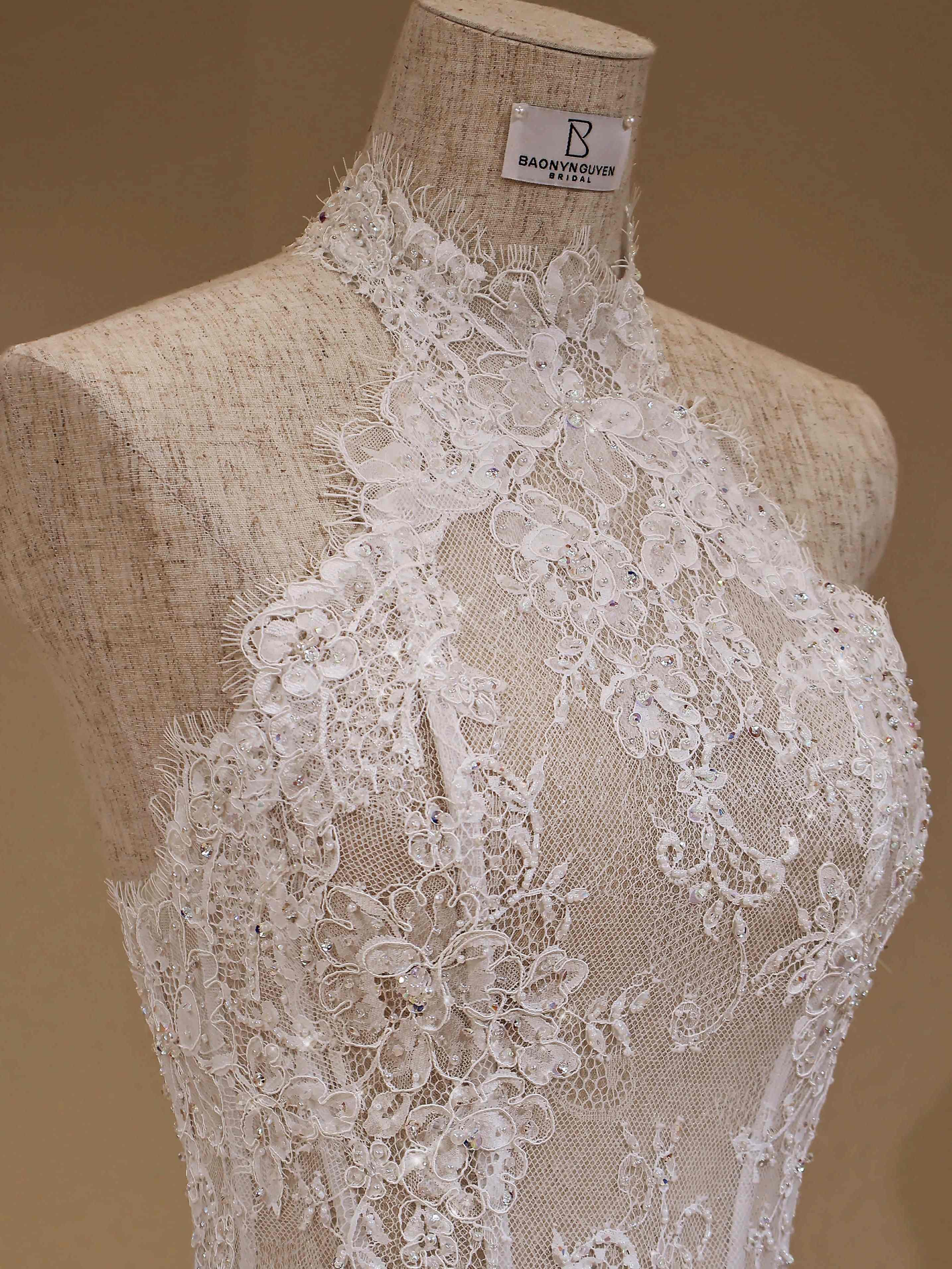 Sheath Halter Lace Beaded Fringe Short Bridal Party Dress