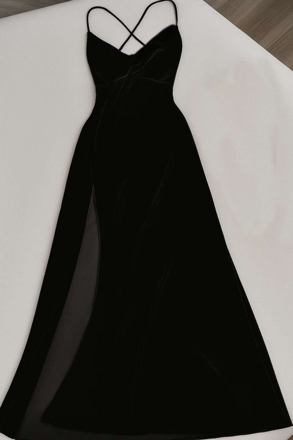 Black Velvet Sexy Prom Dress With Slit Formal Evening Party Dress