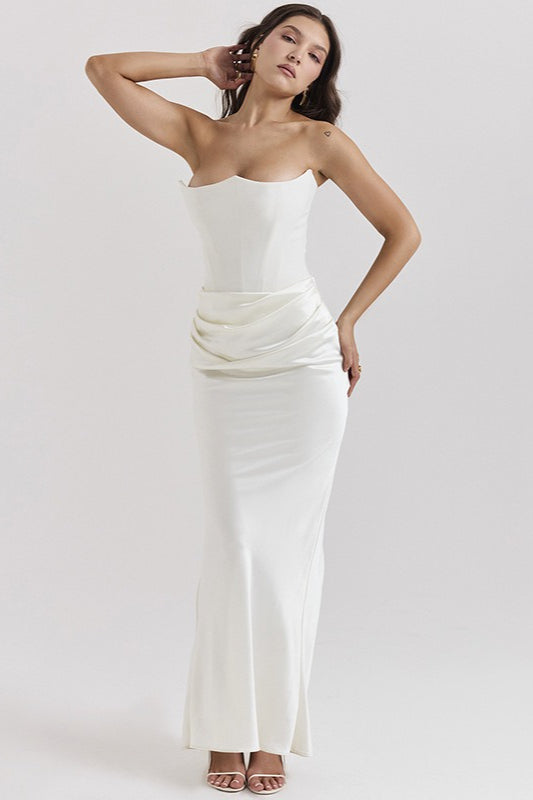 Backless Cinched Waist Maxi Dress