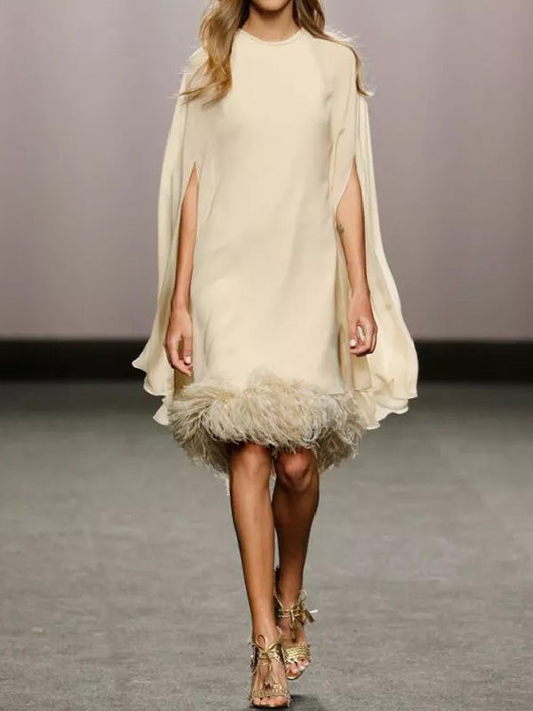 Elegant Feather Panel Dress Long Evening Dress - View 2 | VelvetHem
