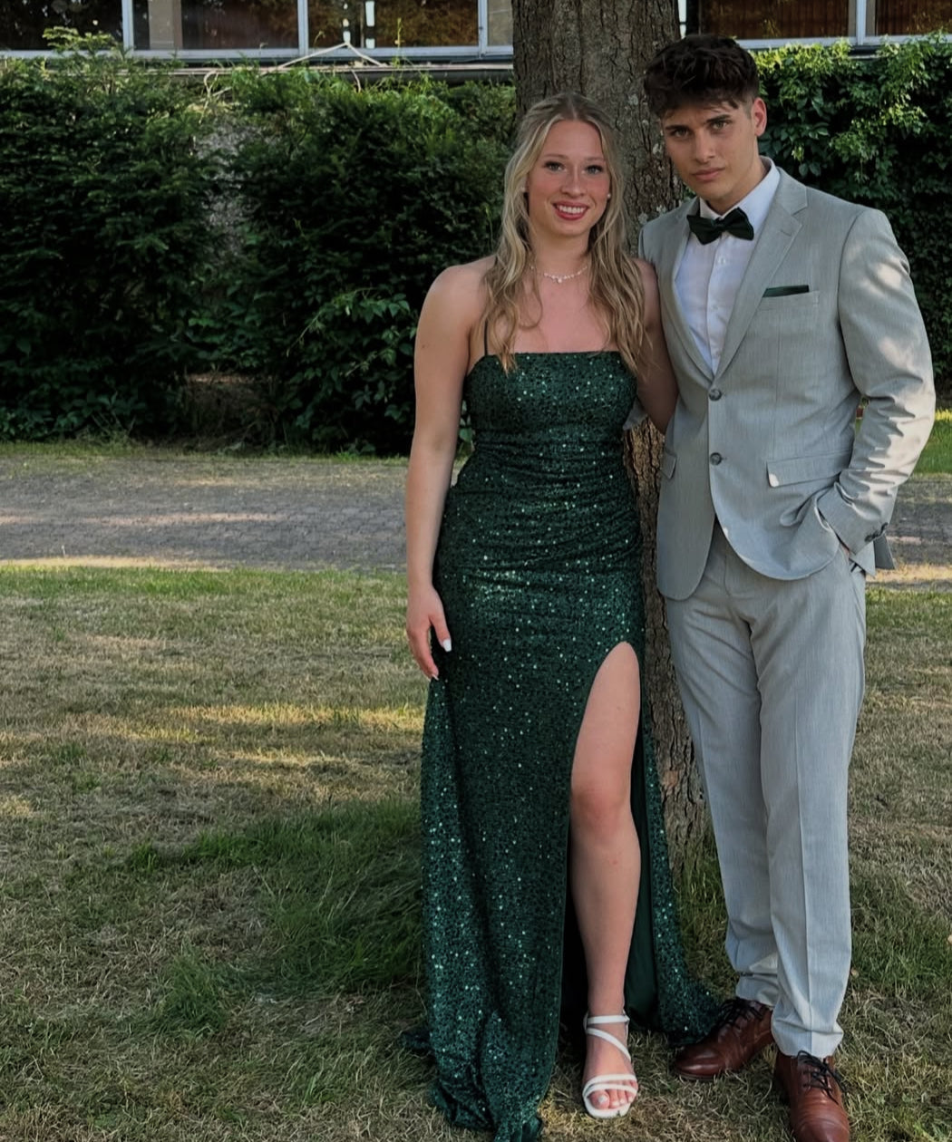 Spaghetti Straps Green Mermaid Long Prom Dress Sequin Evening Dress J7863