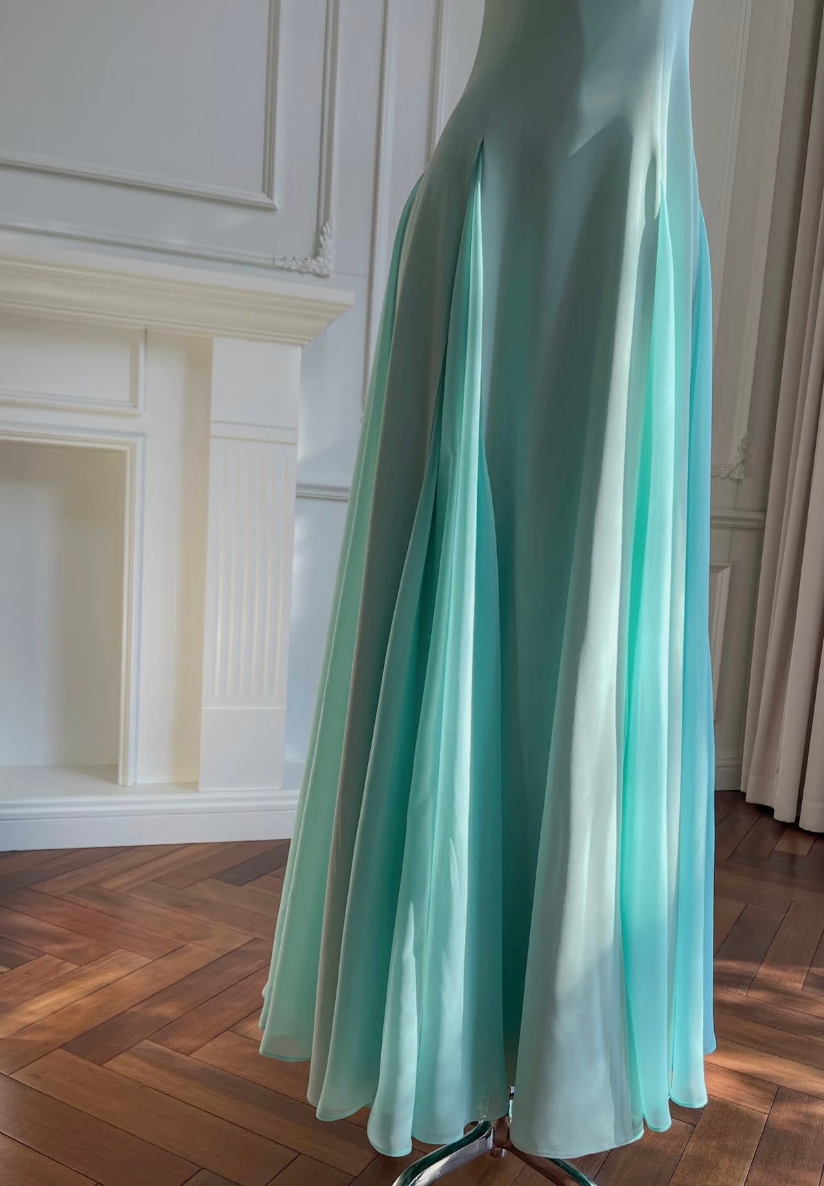 Spaghetti Straps A Line Chiffon Long Prom Dress J7985