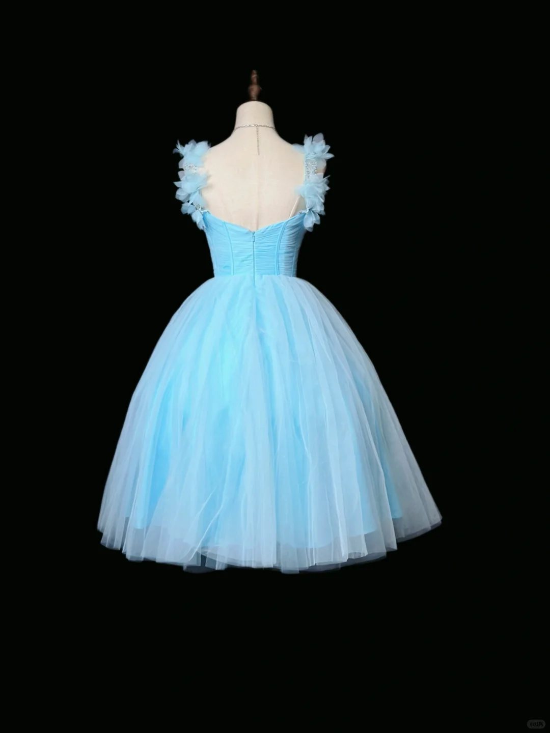 Elegant Blue A Line Tulle Beaded Homecoming Dress Mini Birthday Outfits