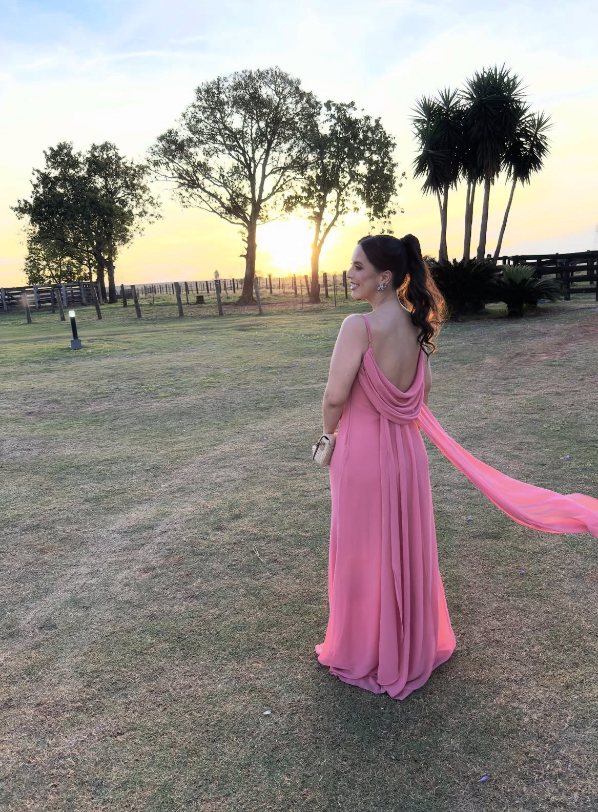 Pink Chiffon Wedding Guest Dress Spaghetti Straps Party Dress J8838