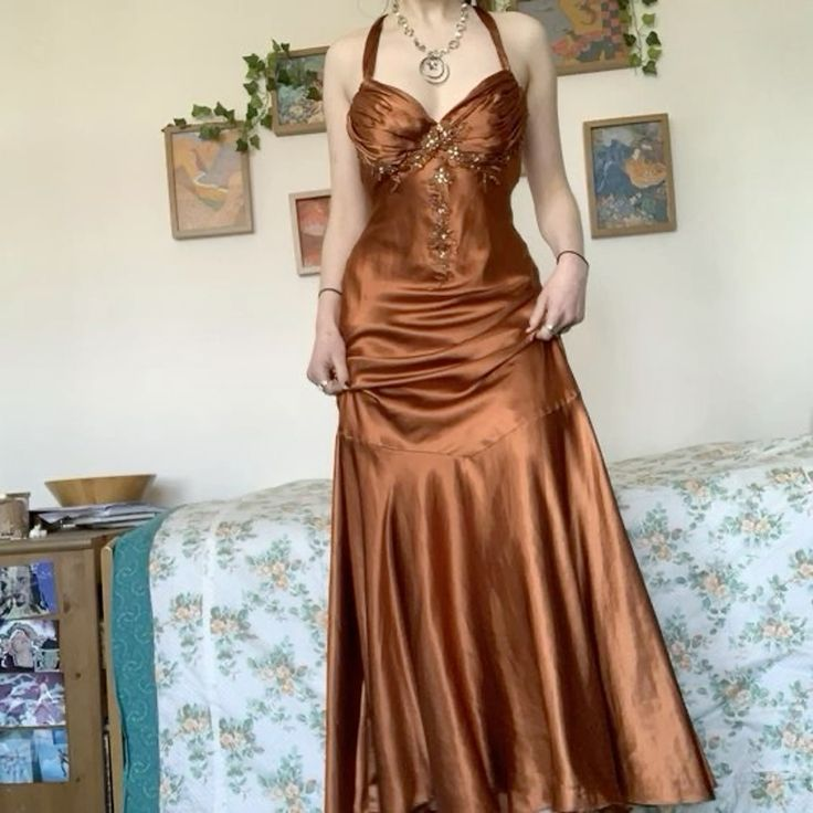 Vintage Halter Beaded Appliques 90s Prom Dress Mermaid Party Evening Dress