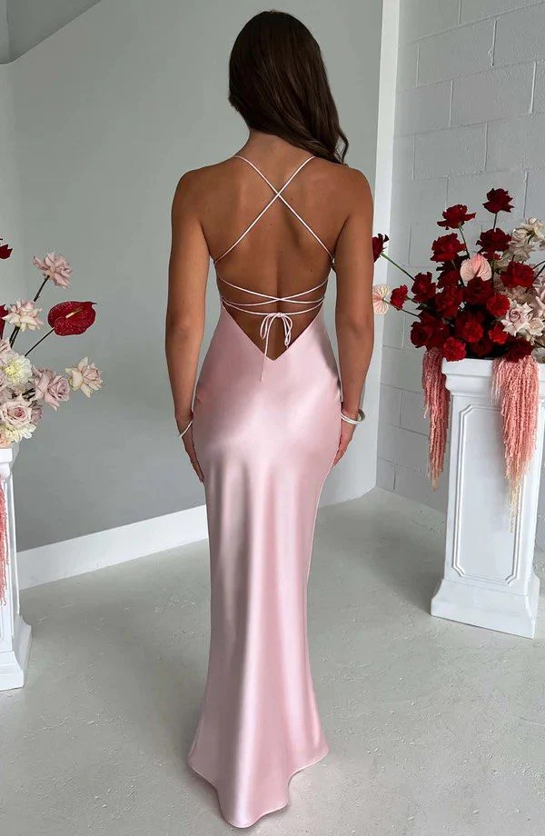 Pink Bodycon Long Prom Dress Evening Dress Y8158 - View 3 | VelvetHem