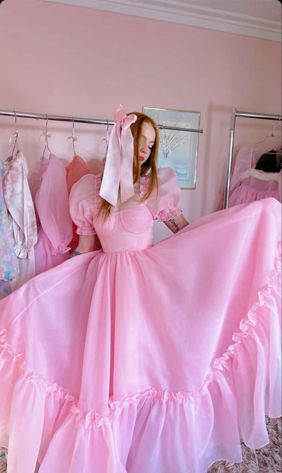 Vintage Pink A-line Prom Dress,Pink Birthday Party Dress