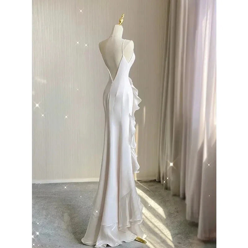 Charming White Wedding Dress,Sleeveless Bridal Dress (ZD13621)
