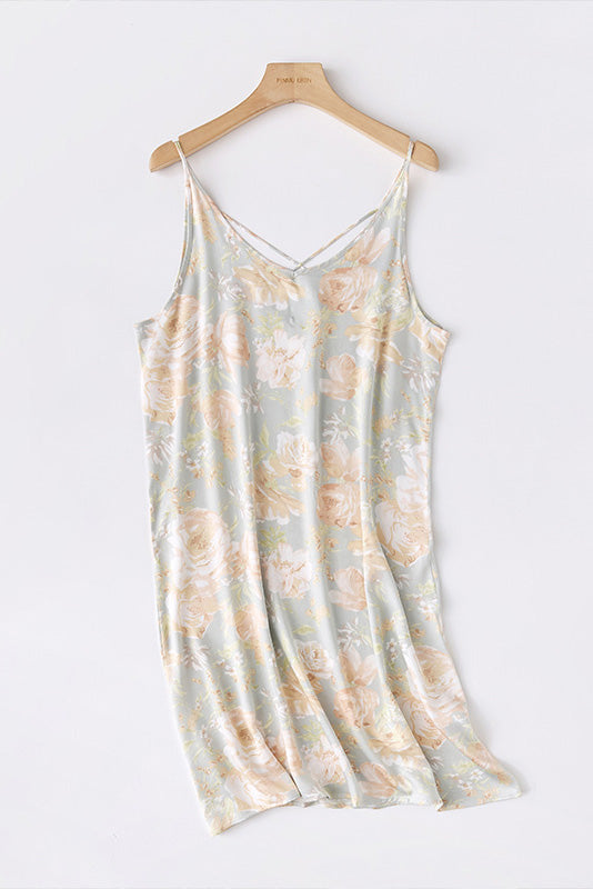 Emilia Boutique Printed Camisole Dress with Crossed Straps At the Back Chic Silhouette Collection