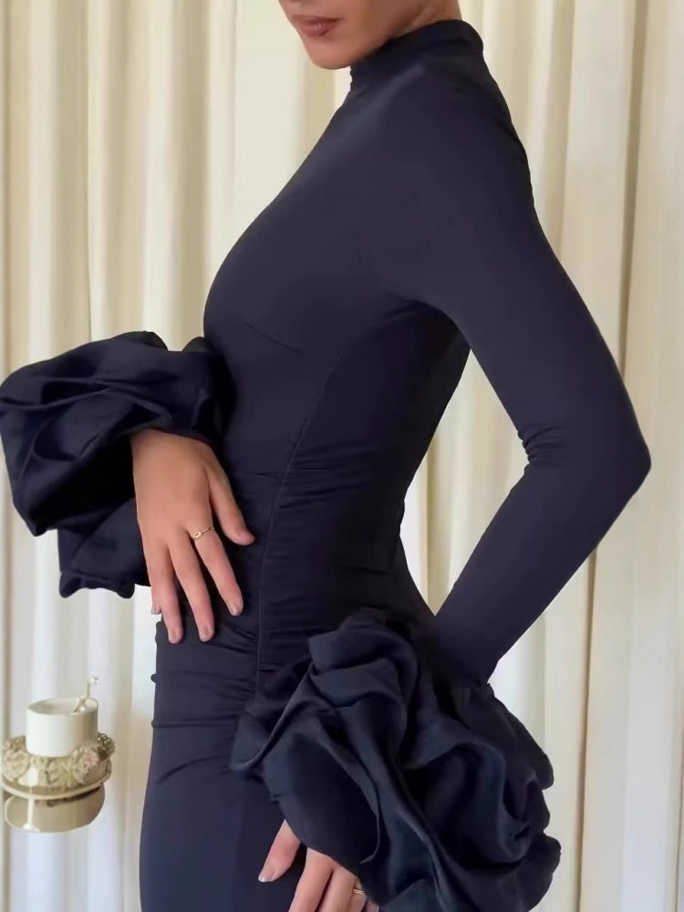 Trendy Flared Sleeve Slit Evening Dress
