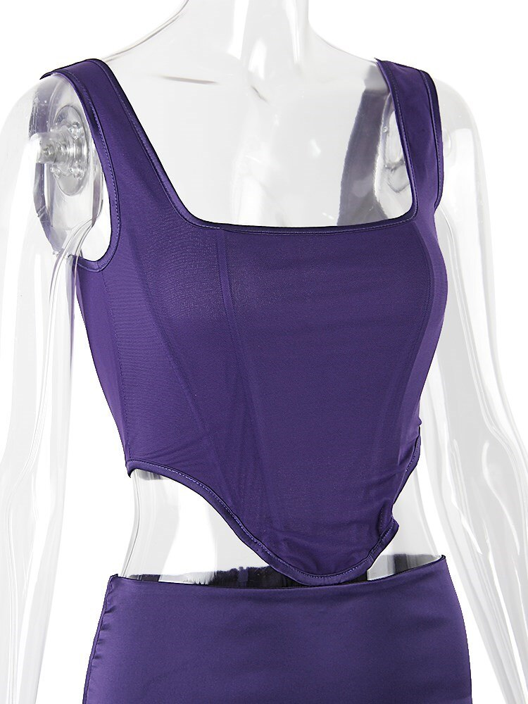 Dark Purple Floor-Length Prom Dress Simple Straps Evening Dress - View 4 | FashionDia