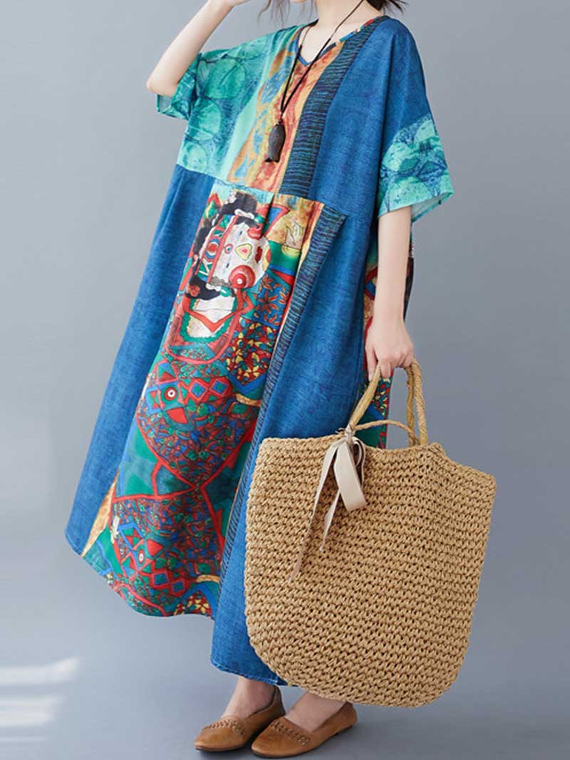 Never Give Up Printed Smock Dress