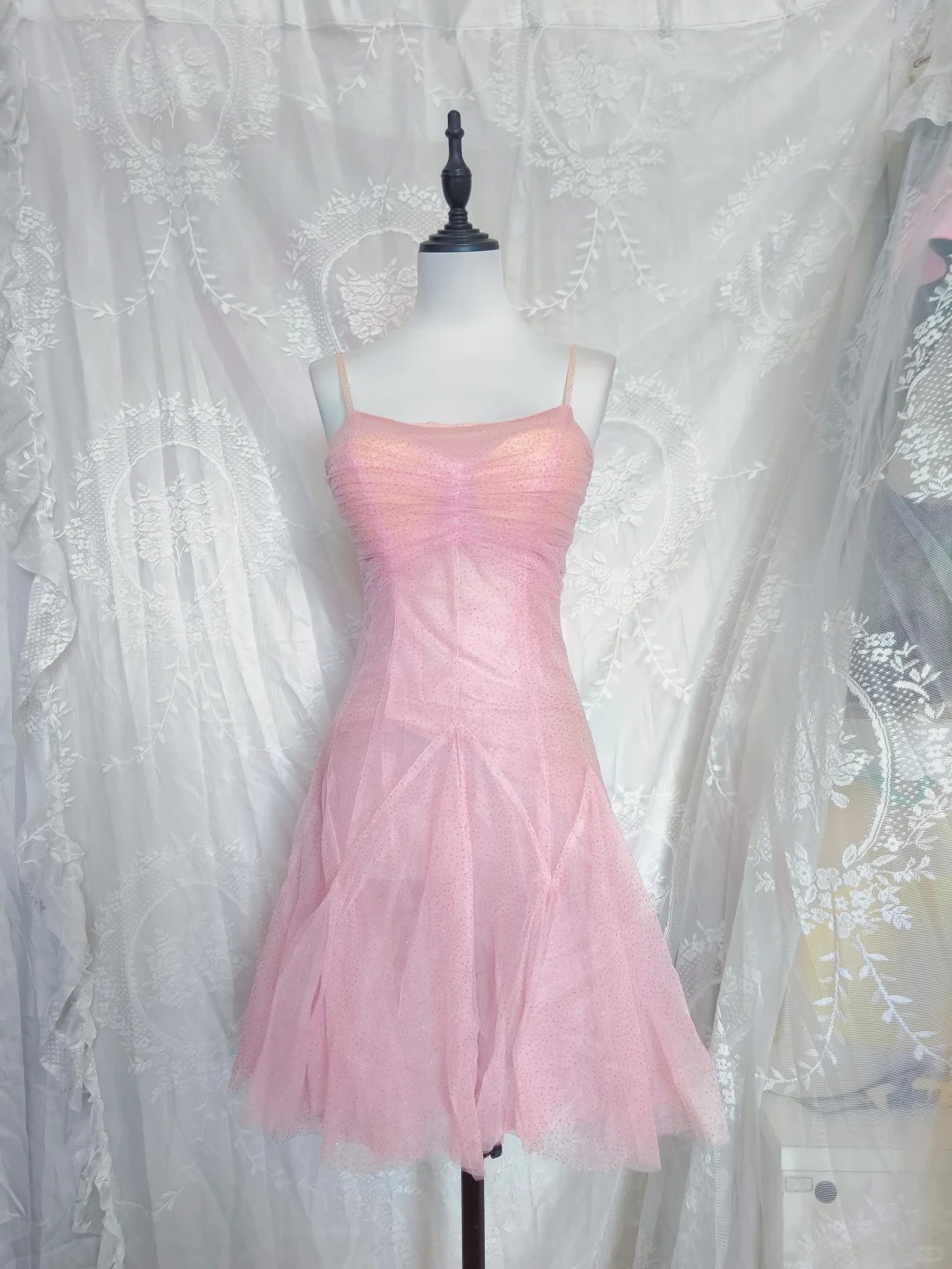 Glitter Pink Tulle Sequins A Line Short Party Dress Homecoming Dress