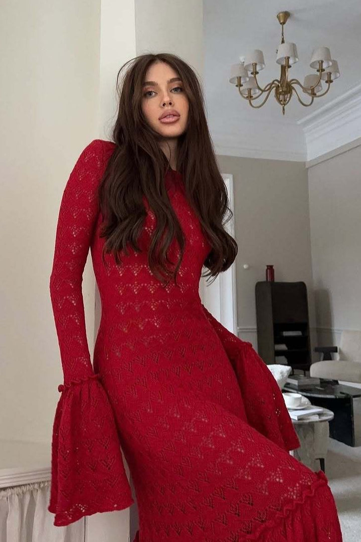 Ruffled Panel Knit Maxi Sweater Dress - View 3 | VelvetHem