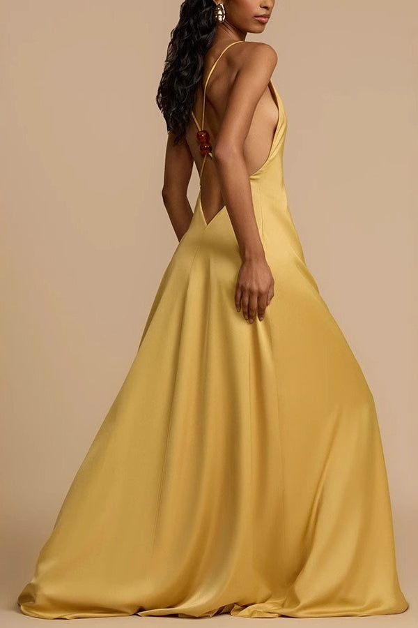 Backless Satin Slip Premium Dress for Modern Casual Wear