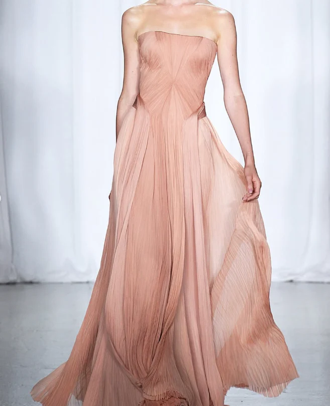 Elegant A Line Strapless Chiffon Long Prom Dress Evening Dress - VelvetHem