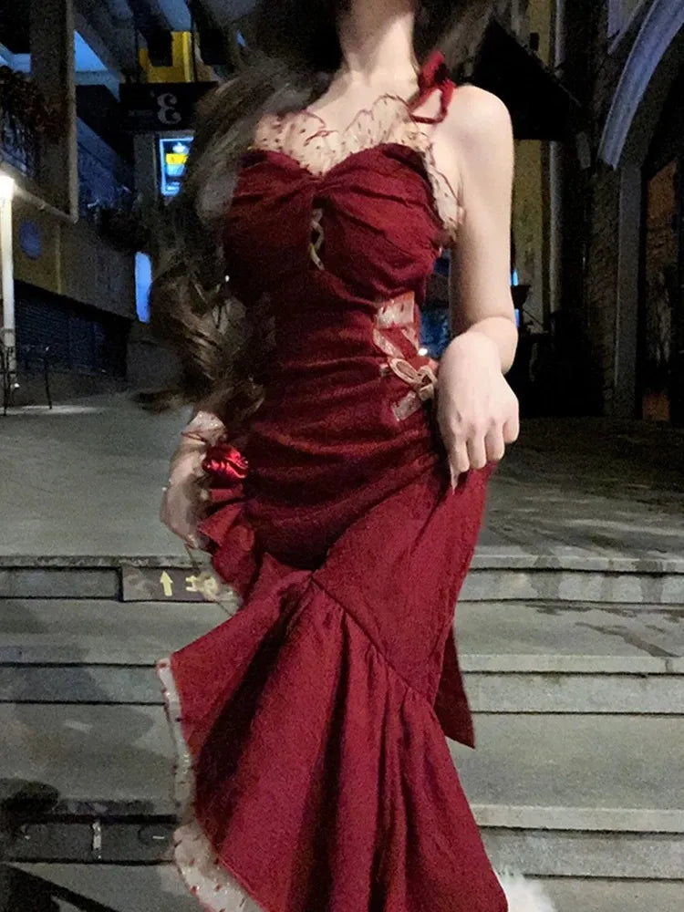 Evening Party Dresses Elegant Mermaid wine red stunning dress - View 2 | FashionDia