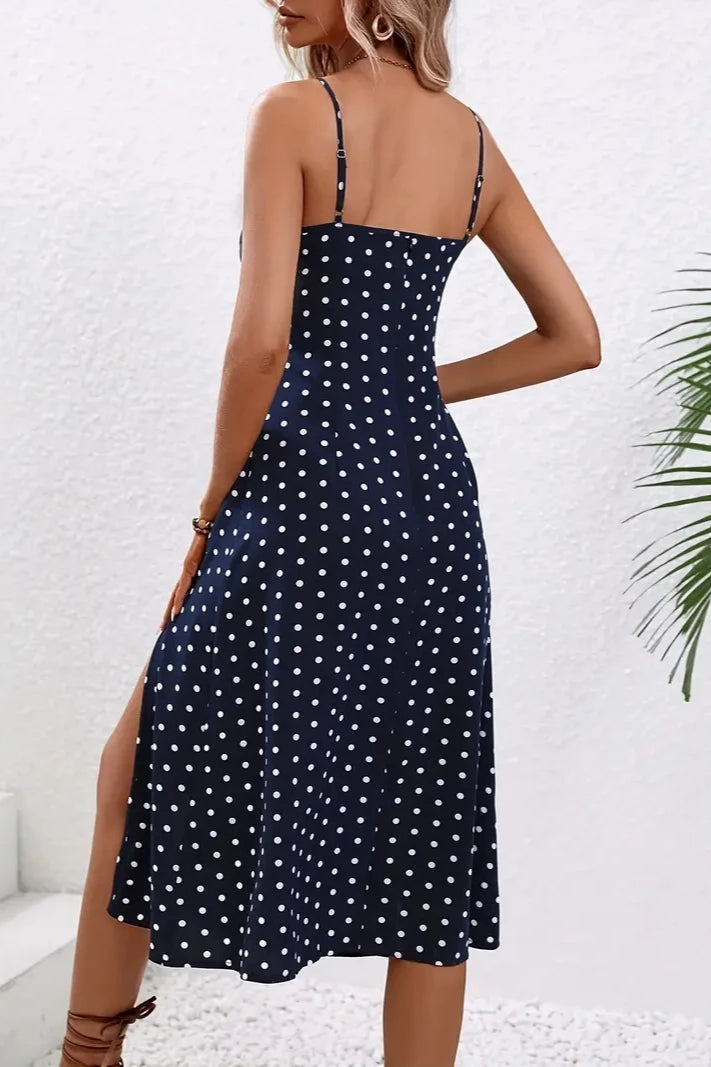 Spaghetti Strap Slit Floral Dress - View 4 | FashionDia