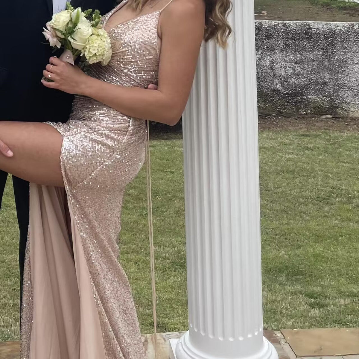 Light champagne sequin prom dresses, evening dresses,party dresses, sexy formal dress - View 2 | FashionDia