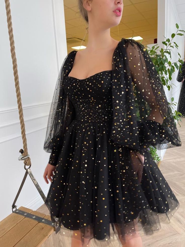 A-line tulle evening dresses, long sleeves princess dress homecoming dress - View 4 | FashionDia