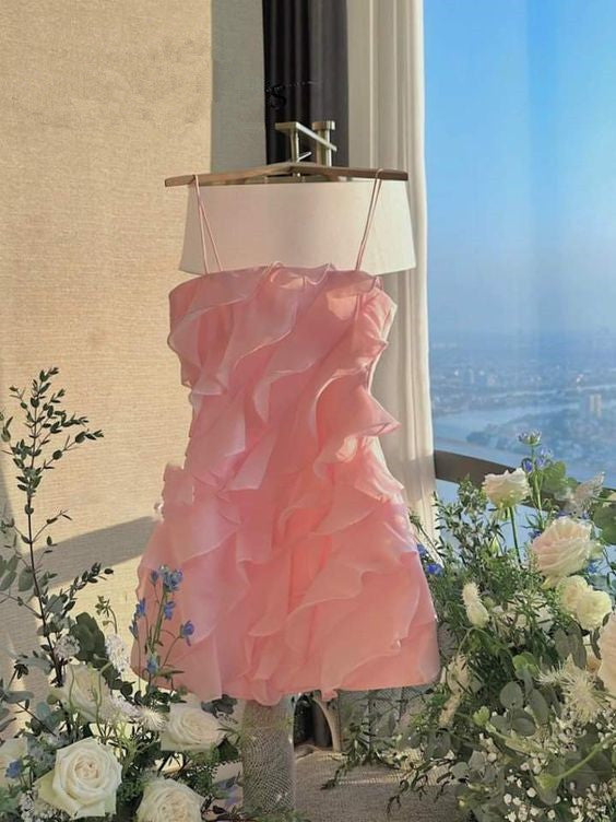 Pink Short Party Dress Lady Fashion Homecoming Gown - FashionDia
