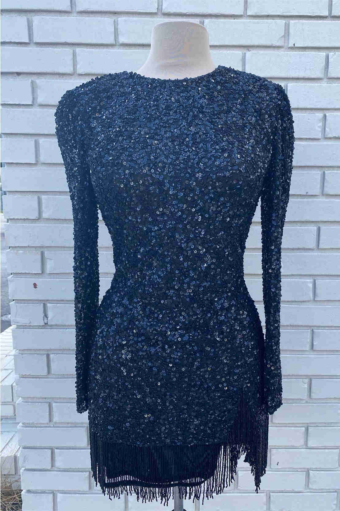 Long Sleeve Bodycon Homecoming Dress with Fringe