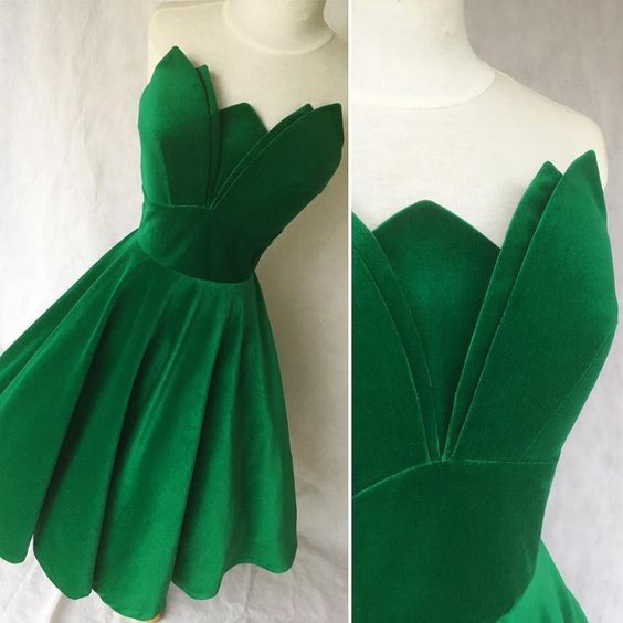 Green Velvet Party Dresses Short Prom Dress Homecoming Dress