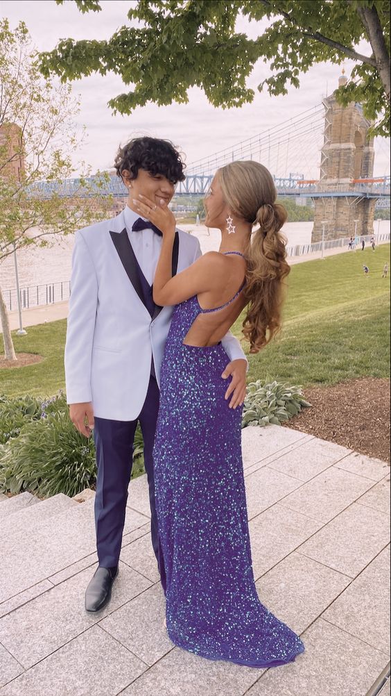 Purple Sequin Prom Dresses,Long evening Dress,formal Dress