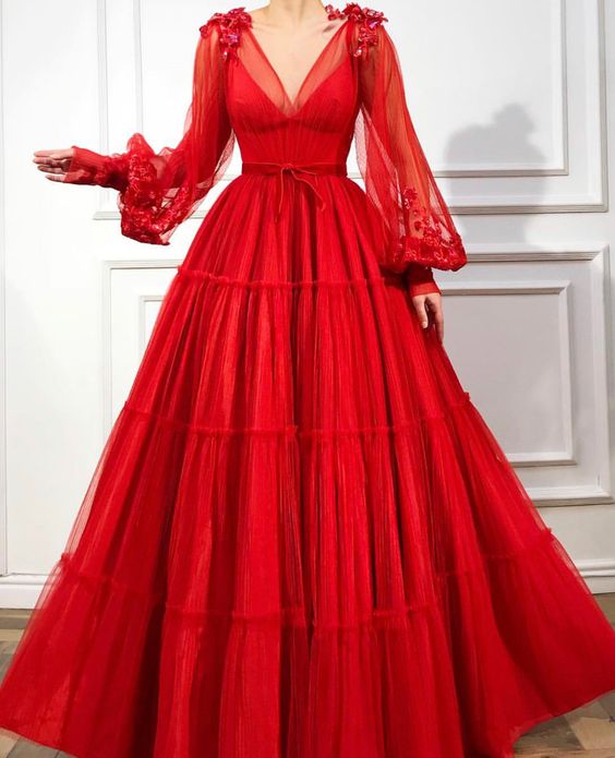 Red Long prom dress Evening Gown Party Dress
