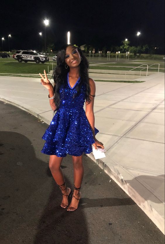 Sparkly Sequin Cocktail Dresses Short A Line Women Formal Homecoming Dress