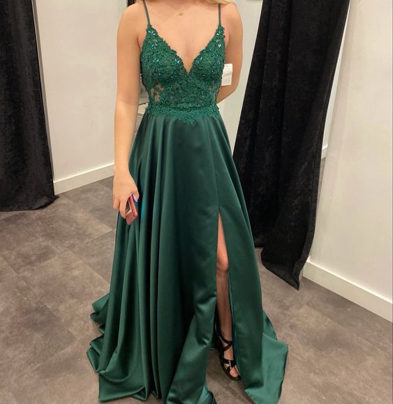 elegant prom green dress party dresses, formal evening dress
