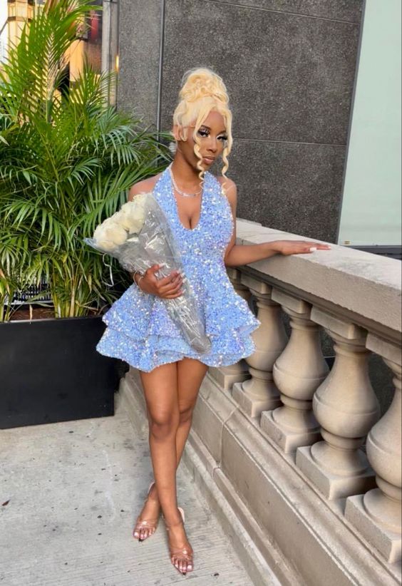 Sparkly Sequin Cocktail Dresses Short A Line Women Formal Homecoming Dress