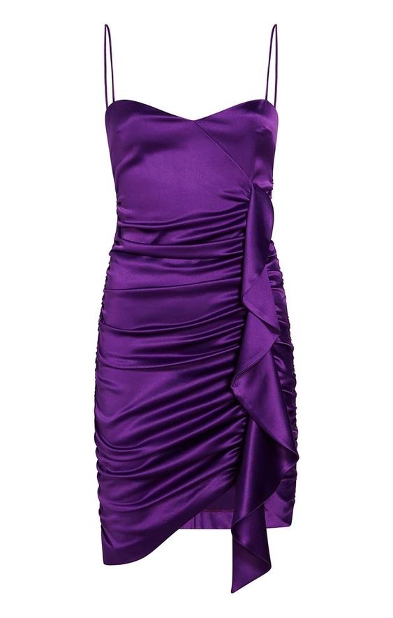 Spaghetti Straps Party Dress Lady Fashion Purple Homecoming Gown - FashionDia