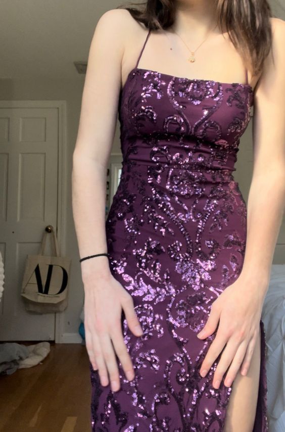 Purple Prom Dress Sparkly pattern sequins and glitter dress
