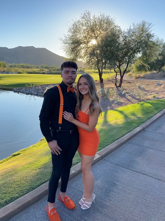 Orange Homecoming Graduation Dress Short Prom Dresses fg3968