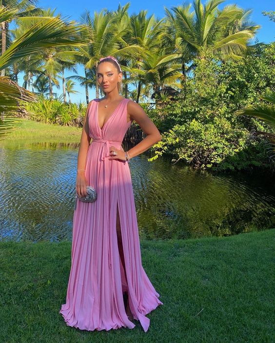 A line pink long prom dresses, evening dresses,party dresses, formal dress