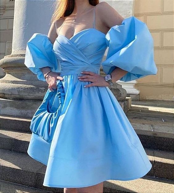 A-Line Blue Party Dress Lady Fashion Homecoming Gown - FashionDia